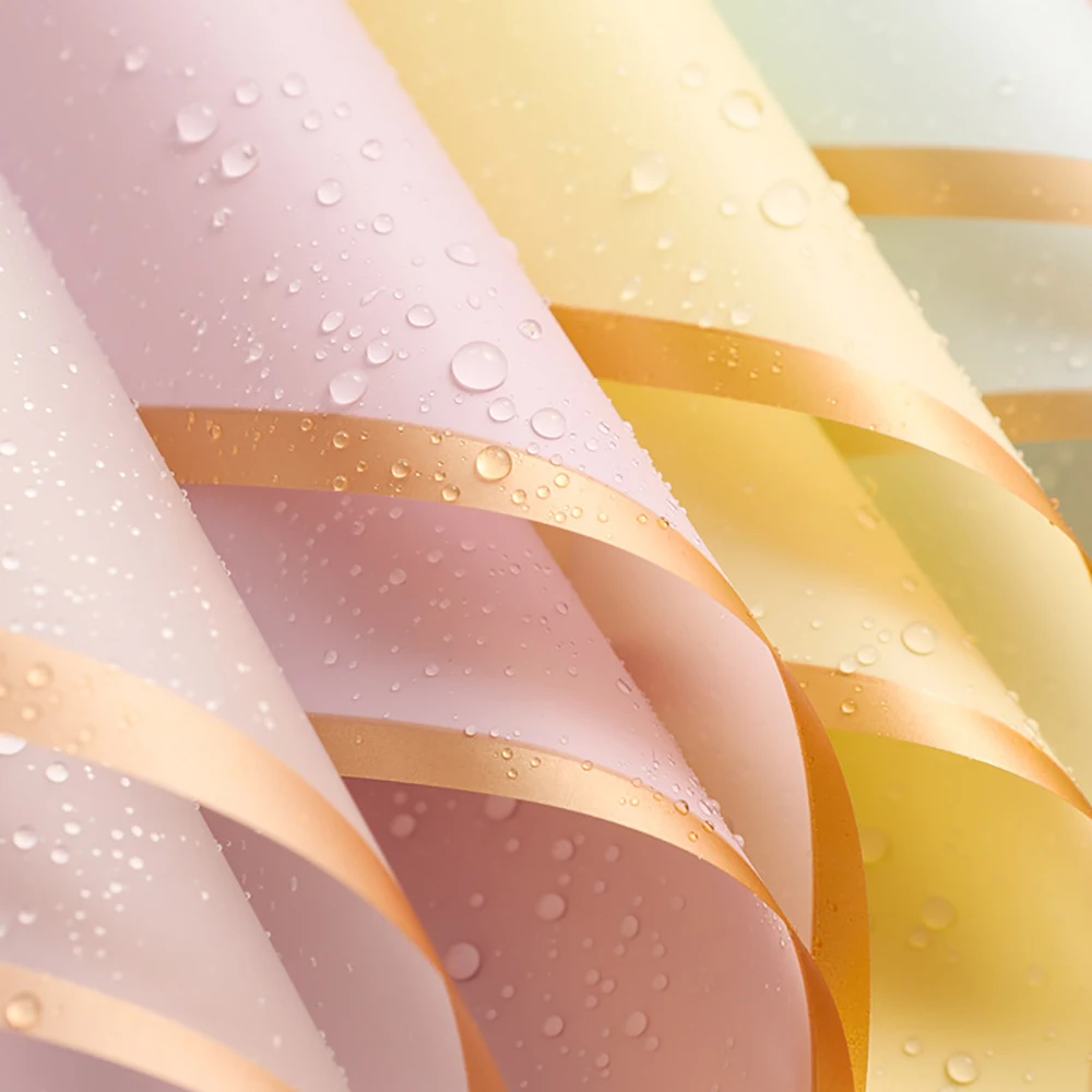 10 Sheets Flower Wrapping Paper with Golden Edges, Waterproof Bouquet Packaging - Ideal for DIY Weddings & Birthdays - Image 3