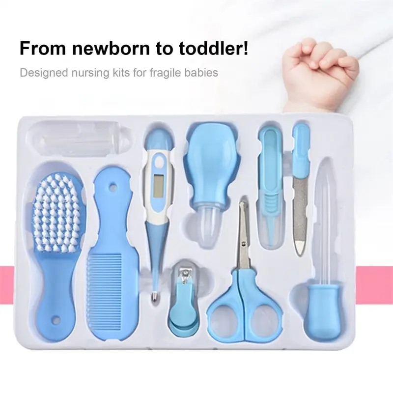 10PCS/Set Baby Health Care Kit Kids Nail Hair Health Care Thermometer Grooming Brush Clipper Teether Toothbrush Baby Essentials - Image 2