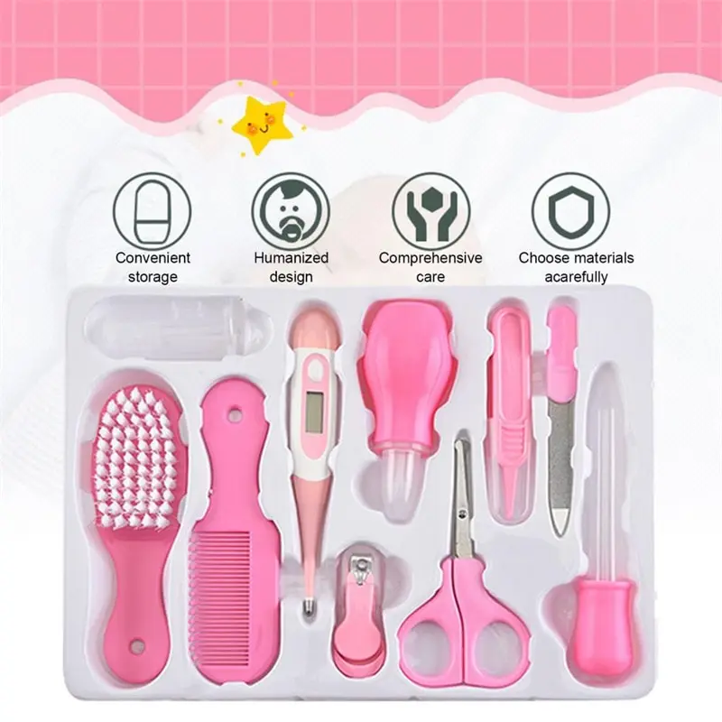 10PCS/Set Baby Health Care Kit Kids Nail Hair Health Care Thermometer Grooming Brush Clipper Teether Toothbrush Baby Essentials - Image 4