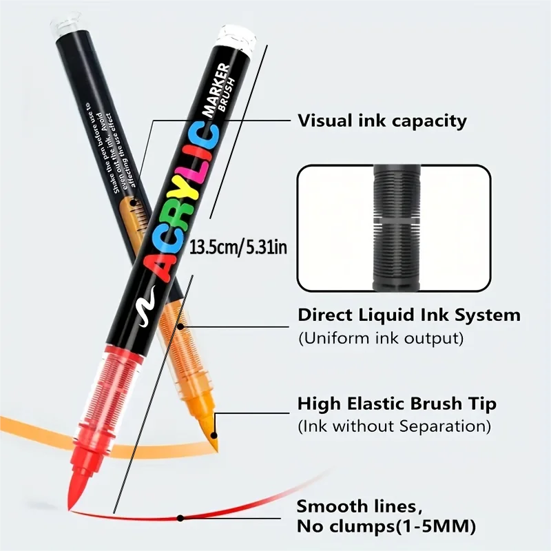 12-288 Colors Acrylic Paint Pen Markers Acrylic Felts Brush Tip Paint Markers For Wood Rock Painting Canvas Gift DIY Crafts - Image 3
