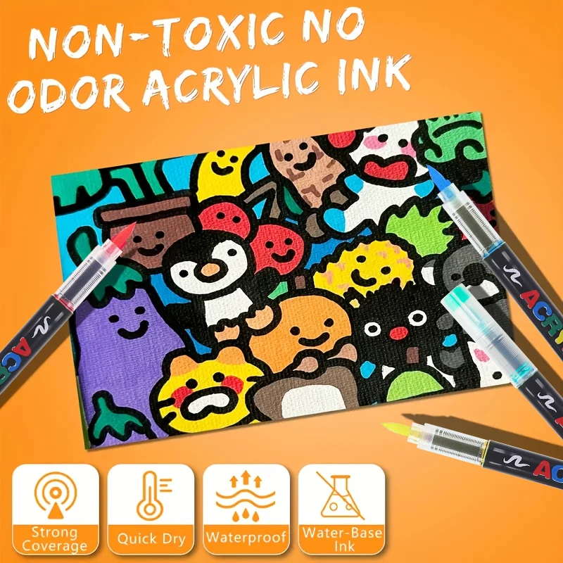 12-288 Colors Acrylic Paint Pen Markers Acrylic Felts Brush Tip Paint Markers For Wood Rock Painting Canvas Gift DIY Crafts - Image 5