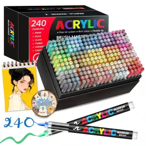 12-288 Colors Acrylic Paint Pen Markers Acrylic Felts Brush Tip Paint Markers For Wood Rock Painting Canvas Gift DIY Crafts