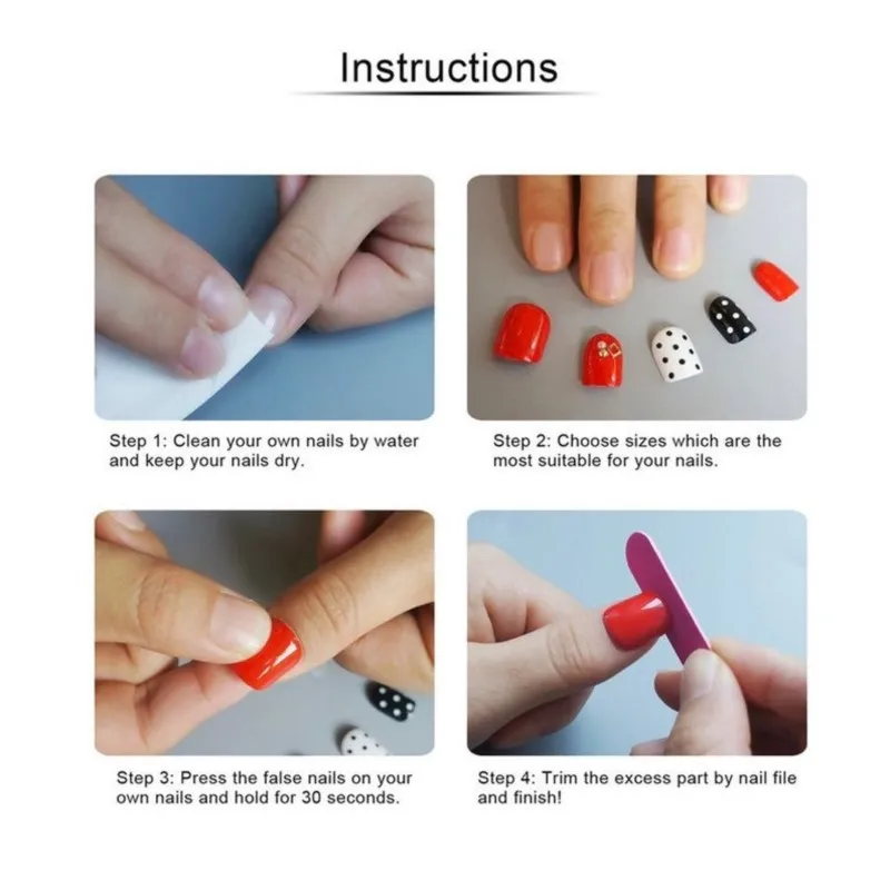120/24pcs/box Kids Cartoon Pattern Wearing Fake Nails with 5pcs Jelly Glue & 1 Pcs File Candy Color Children Press On Fake Nails - Image 5