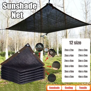 12PIN Black Sunshade Net Shading 70~80% Plant Greenhouse Cover Mesh Fence Privacy Screen Garden Sun Shed Outdoor Anti-UV