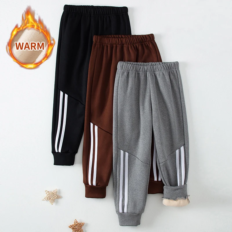 1/3 Piece Set Autumn And Winter Children's Mmulti-color Sports Thick Sweatpants For Boys And Girls With Plush Warm Casual Pants - Image 2