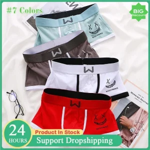 1/3/4 Pcs Men's Boxer Underwear Pure Cotton Panties U-convex Man Breathable Underpants Sexy Comfort Male Boy Smiling Face Boxers