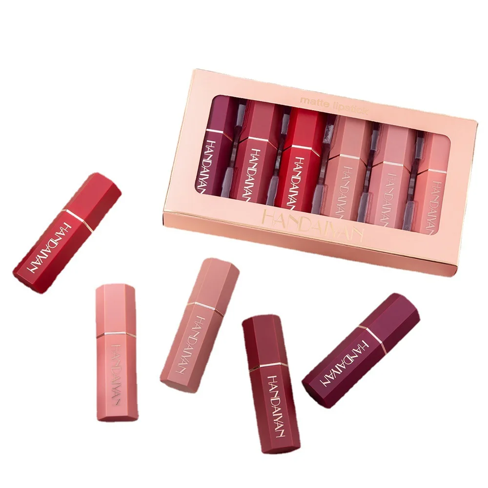 1/6pcs Sexy Velvet Red Cream Non-stick Cup Non-flaking Lasting Lipstick Set Moisturizing Lipstick Matte Lip Gloss - Image 3