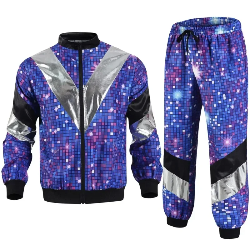 1990s Disco Tracksuit Jogging Wear Retro Style Carnival Theme Party Suit Live Cosplay Jacket and Pants cosplay costumes