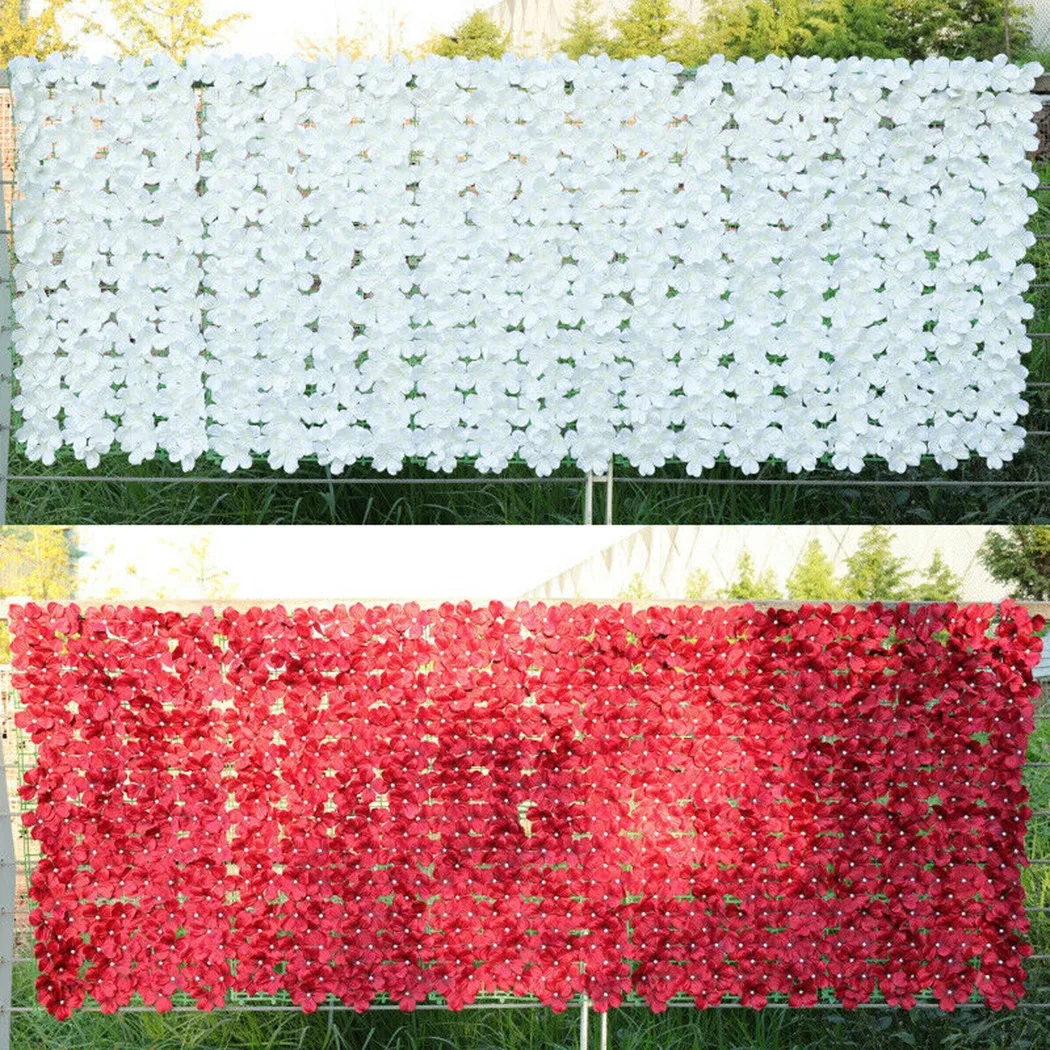 1M Fake Fence Trellis Wall Decoration Artificial Flower Privacy Fence Screen Outdoor Garden Balcony Hedge Home Wedding Decor - Image 2