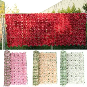 1M Fake Fence Trellis Wall Decoration Artificial Flower Privacy Fence Screen Outdoor Garden Balcony Hedge Home Wedding Decor