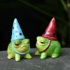 1pc Charming Resin Frog Figurines Miniature Garden Animal Statues Decorative Flower-Themed Fairy Garden Planters Outdoor Indoor