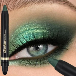 1pc Green Eyeshadow Stick Smoky Eyeshadow Pencil High Gloss Pearlescent Shadow Sticks Waterproof Stage Makeup