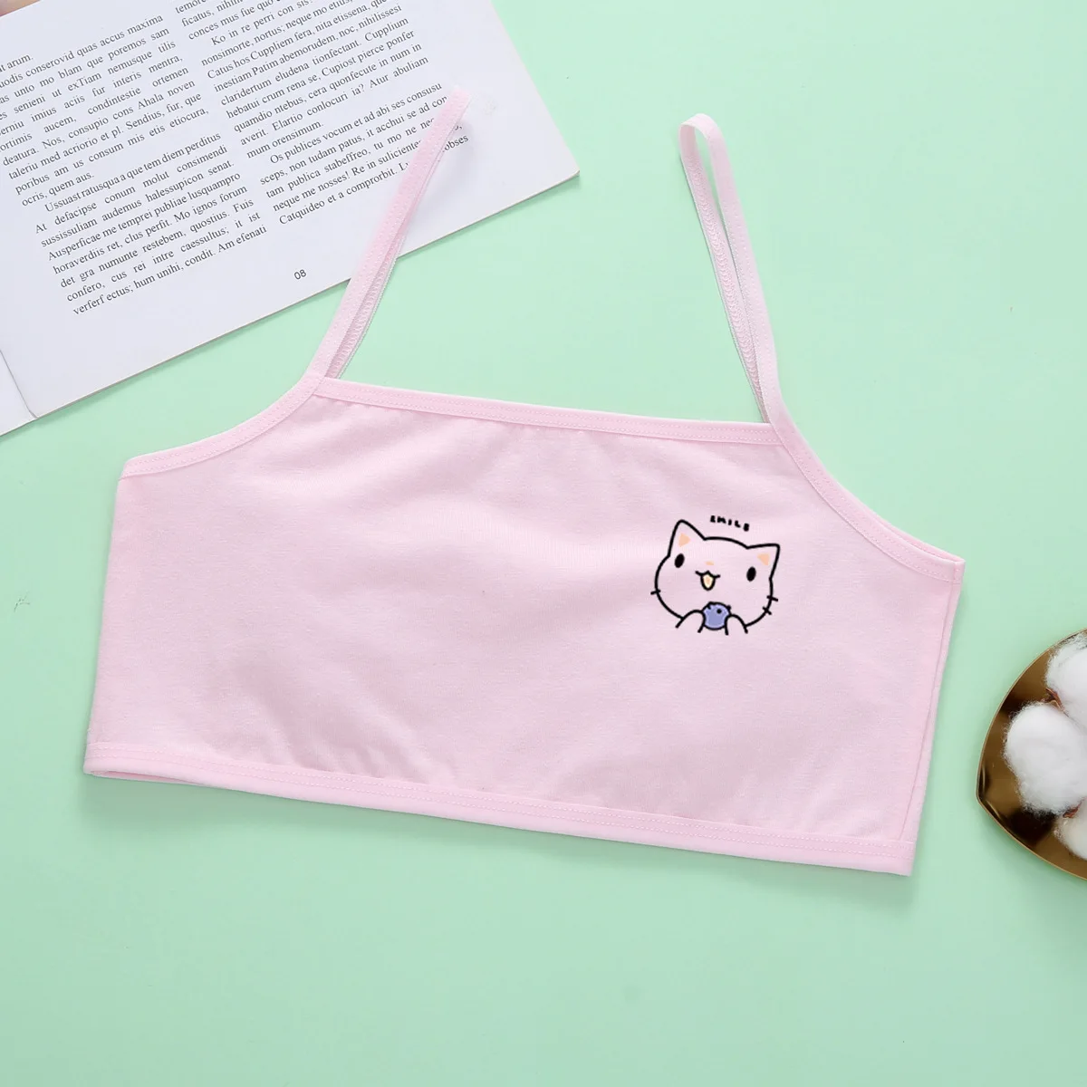 1pcs Cotton Thin Teenage Vest Girls Cartoon Print Bras Young Childrens Students Training Bras Maiden Kids Underwears Tank Tops - Image 2