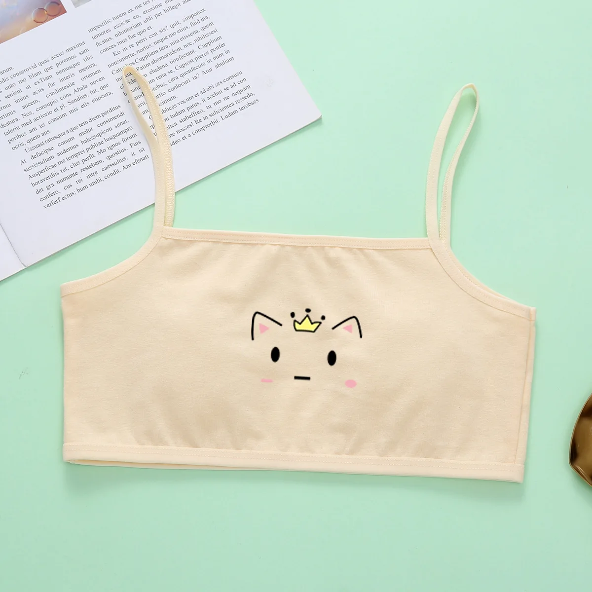 1pcs Cotton Thin Teenage Vest Girls Cartoon Print Bras Young Childrens Students Training Bras Maiden Kids Underwears Tank Tops - Image 5