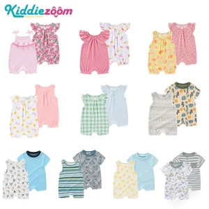 2 PCS Summer Cute Baby Boy Girl Jumpsuits Comfortable fabric 0-9 Months Newborn Romper Sleeveless Infant Clothes