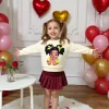 2-piece set of girls' baby fashion cute cartoon character printed round neck long sleeve sweatshirt for autumn and winter