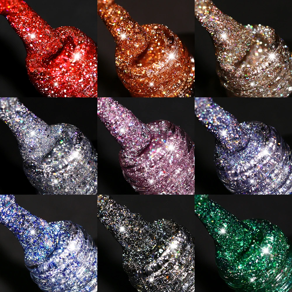 2024 New YOKEFELLOW 10ML Reflective Glitter Gel Nail Polish Soak Off UV Gel Varnish Colorful Nail Gel Polish For Manicure - Image 2