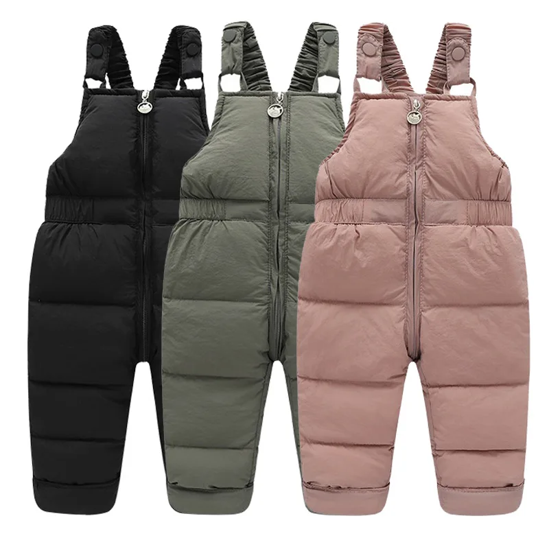 2024 Winter Down Overalls Pants Autumn Boys Girls Thick Warm Pants Kids Fashion Trousers New Children Ski Down Jumpsuit 1-5 Year - Image 2