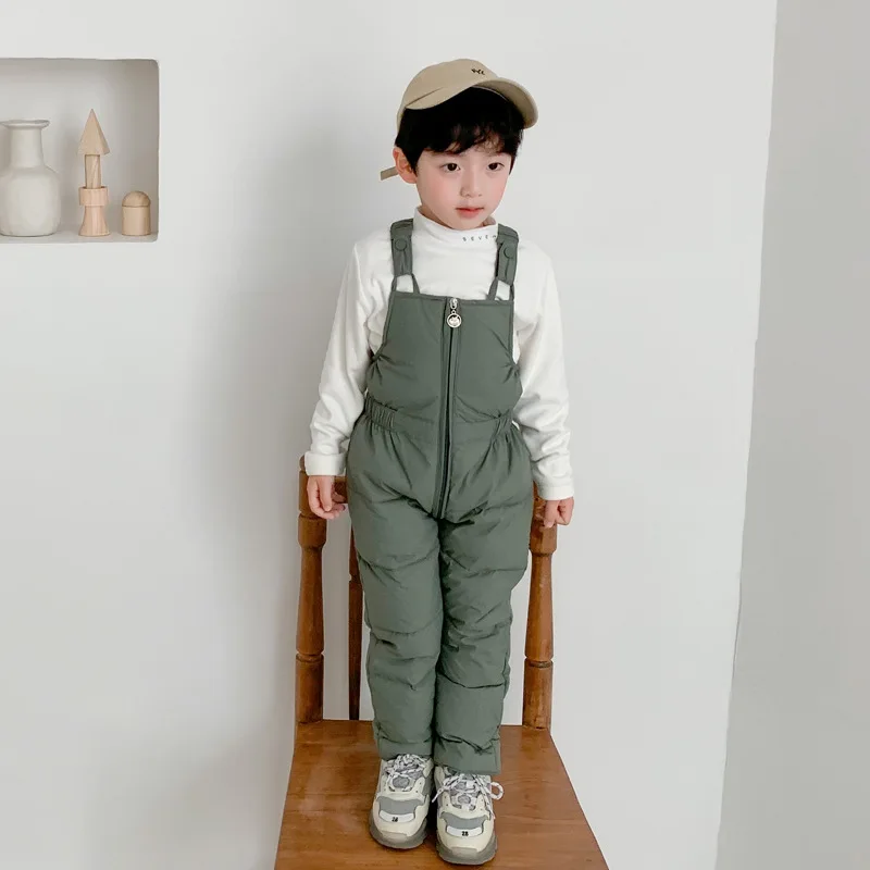 2024 Winter Down Overalls Pants Autumn Boys Girls Thick Warm Pants Kids Fashion Trousers New Children Ski Down Jumpsuit 1-5 Year - Image 4