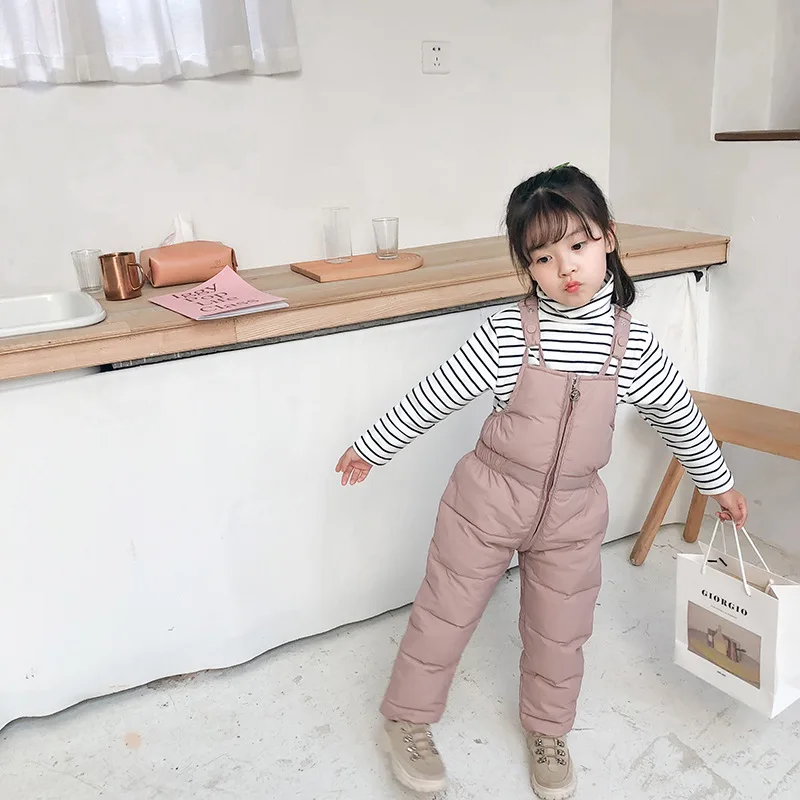 2024 Winter Down Overalls Pants Autumn Boys Girls Thick Warm Pants Kids Fashion Trousers New Children Ski Down Jumpsuit 1-5 Year - Image 3