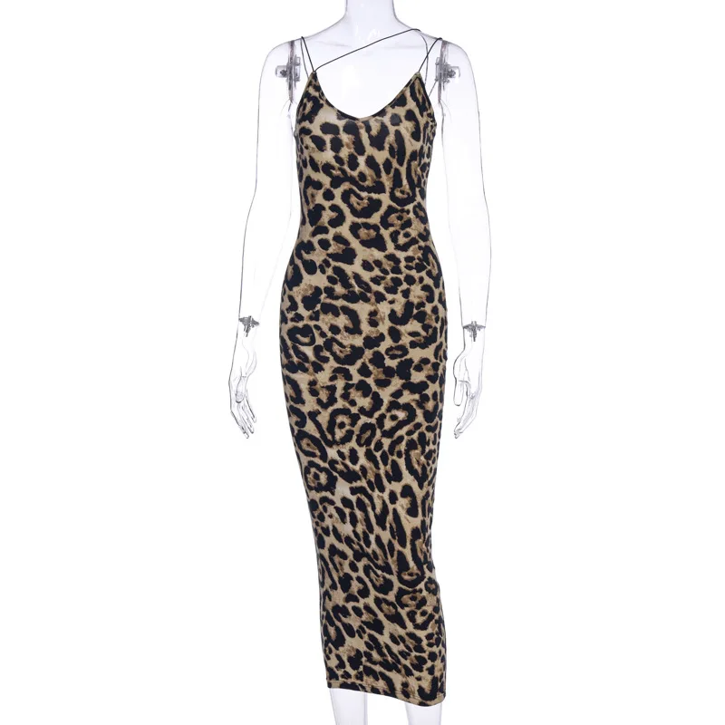 2024 leopard print sleeveless V-neck sexy midi dress spring women fashion streetwear Christmas party outfits - Image 6