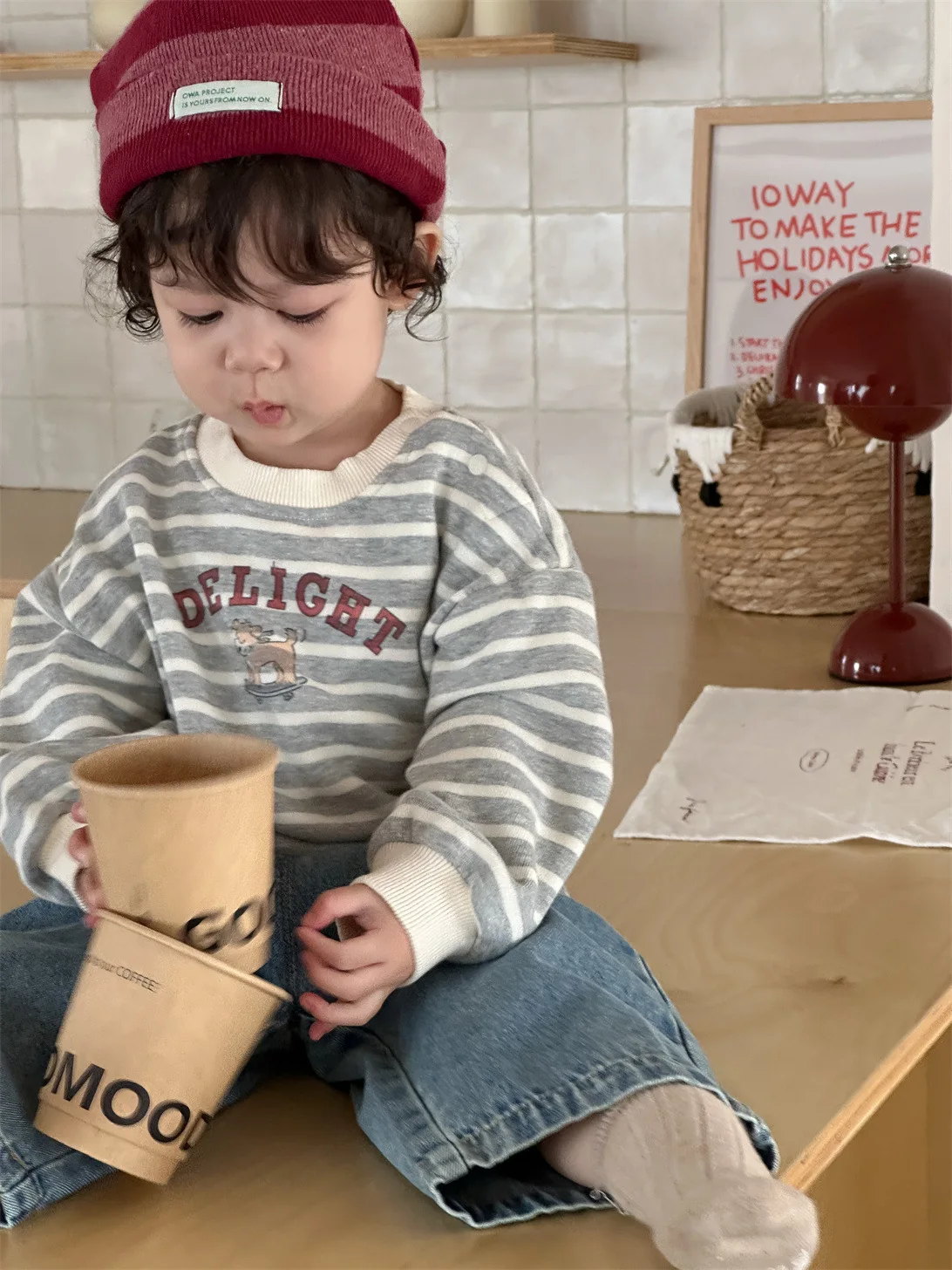 2025 Autumn New Baby Long Sleeve Striped Sweatshirt Infant Cotton Pullover Cartoon Letter Tops Boys Girls Casual Sweatshirts - Image 6