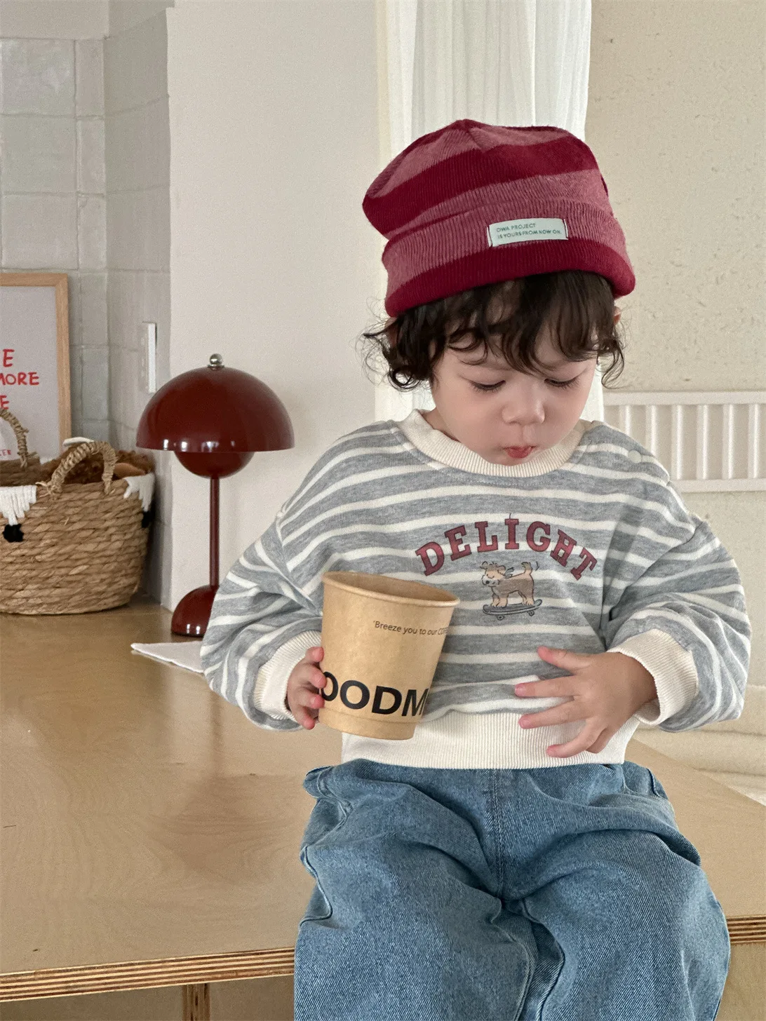 2025 Autumn New Baby Long Sleeve Striped Sweatshirt Infant Cotton Pullover Cartoon Letter Tops Boys Girls Casual Sweatshirts - Image 3