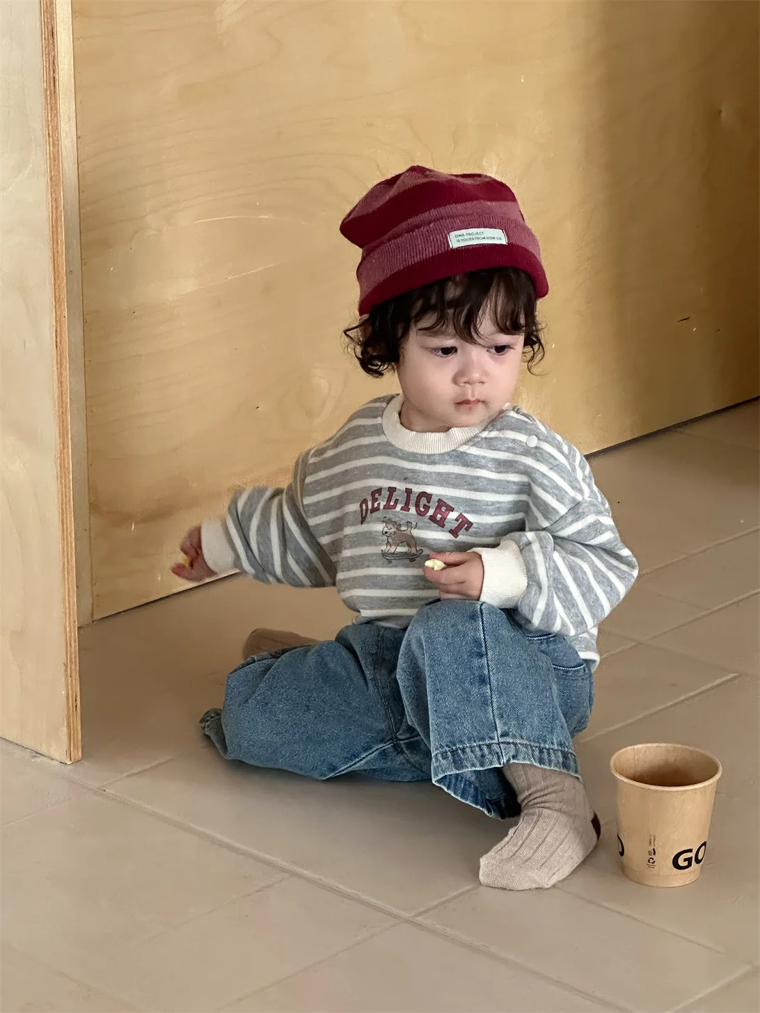 2025 Autumn New Baby Long Sleeve Striped Sweatshirt Infant Cotton Pullover Cartoon Letter Tops Boys Girls Casual Sweatshirts - Image 4