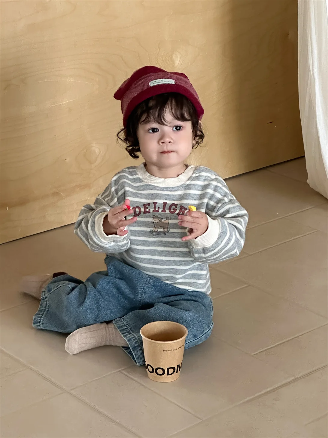 2025 Autumn New Baby Long Sleeve Striped Sweatshirt Infant Cotton Pullover Cartoon Letter Tops Boys Girls Casual Sweatshirts - Image 5