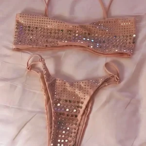 2025 Diamond Bikini Sexy Women Swimsuit Bandeau Biquini Push Up Swimwear Female Shiny Bathing Suits Floral Bodysuit Beachwear