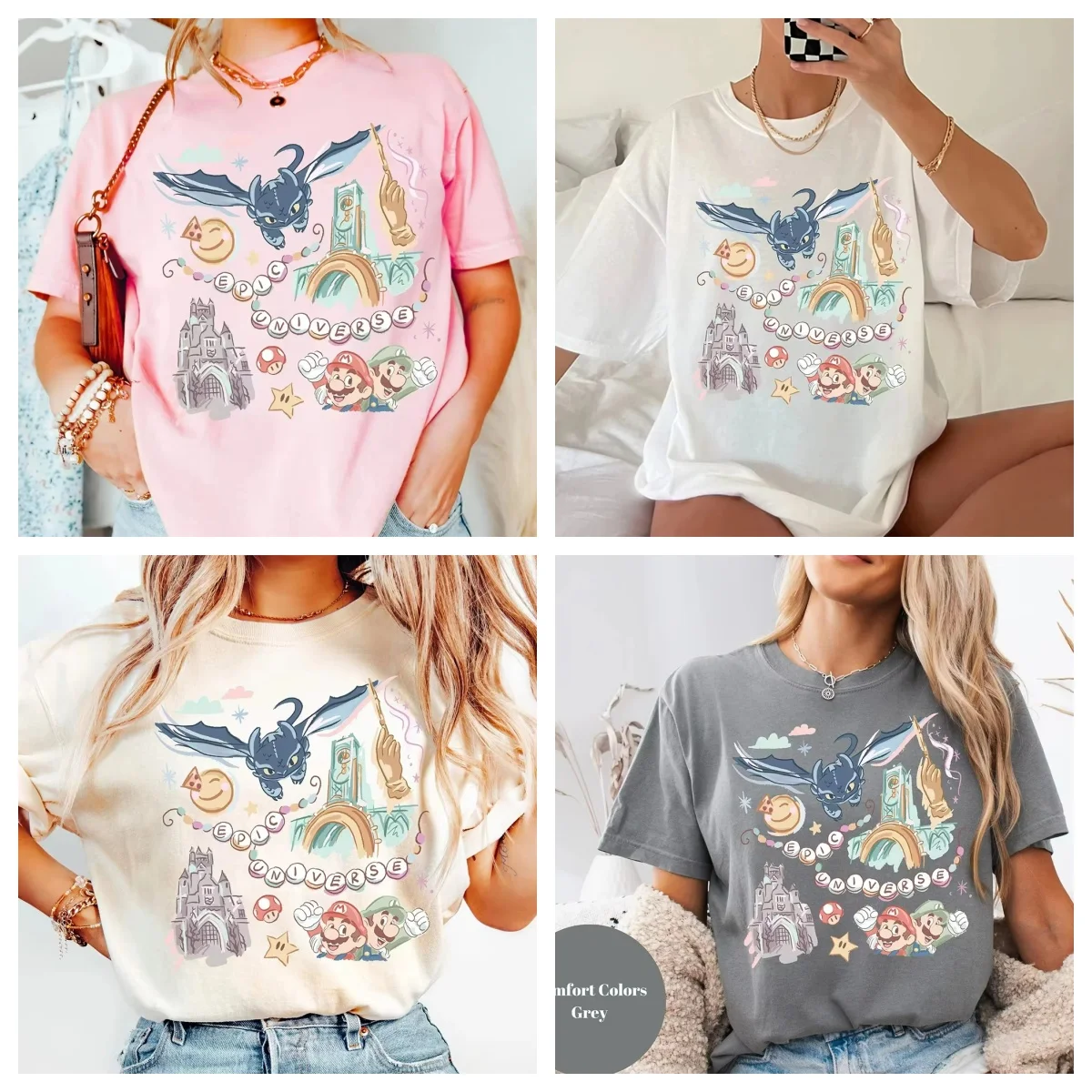 2025 Disney Retro Family Shirt For Women Summer Loose And Breathable Cotton Round-Neck T-shirt Y2K Daily Comfortable Top