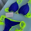 2025 Sexy Solid color Two-piece Triangle Swimwear Women Swimsuit Braiding rope Bikinis Set Beach Bathing Suit Brazilian Biquinis
