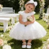 2025 Toddler Christmas Party Baby Dresses Flower Embroidery Princess Dress Girls 1st Birthday Party Baptism Infant Dress Gown