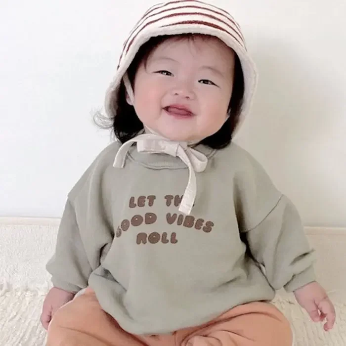 2025 Winter New Baby Long Sleeve Fleece Sweatshirt Infant Boy Girl Versatile Letter Sweatshirt Toddler Thick Warm Pullover Tops - Image 5