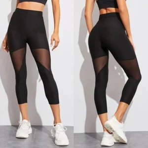 2025 Women Leggings Gothic Insert Mesh Design Trousers Pants Big Size Black Sportswear New Fitness Leggings