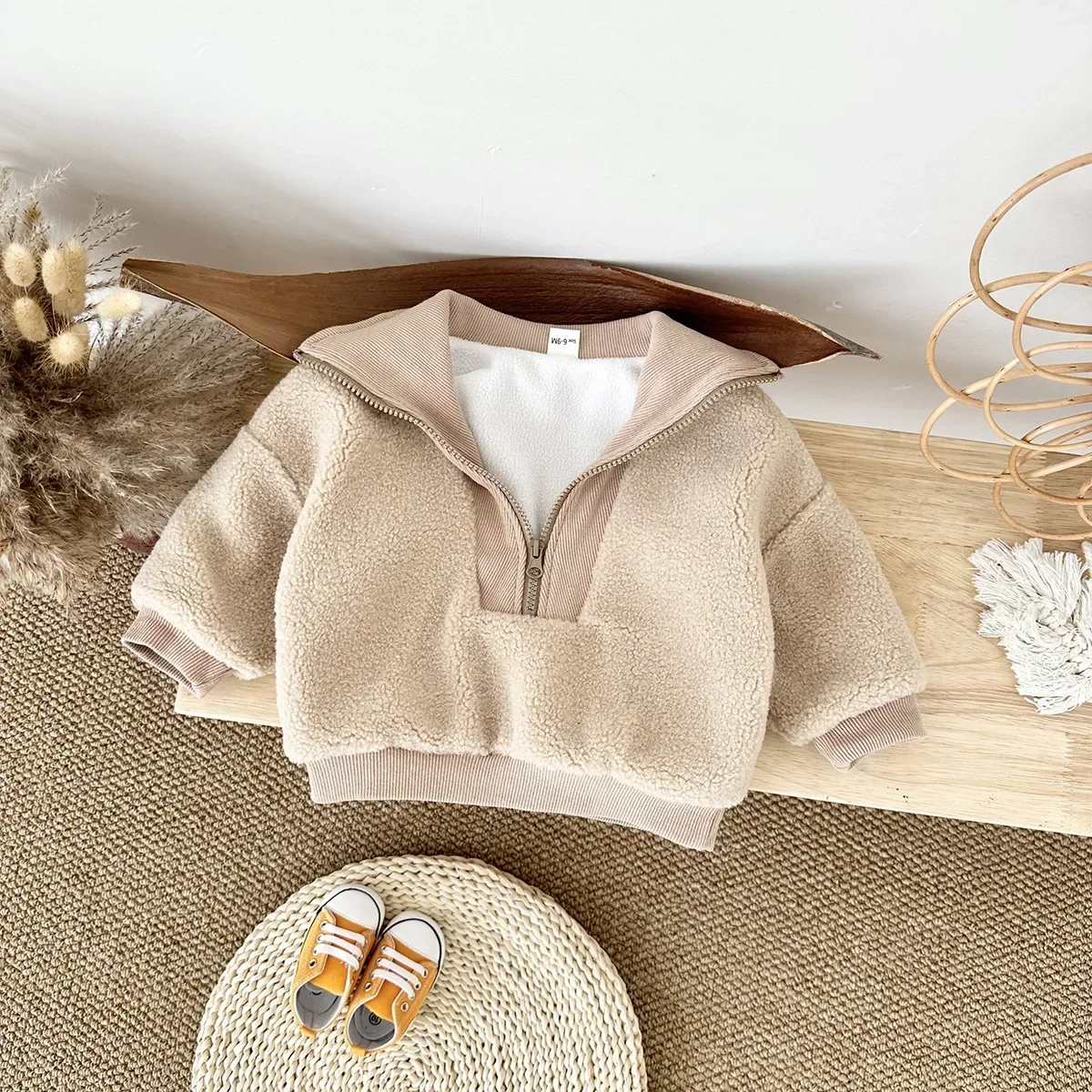 2026 New Baby Girls Boys Fleece Sweatshirt Hoodies Toddler Kids Boys Tops Mock Neck Thicken Warm Winter Outwear Coat for 0-3Y - Image 5