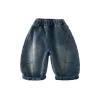 2026 New Spring Baby Jeans 6M-4T Loose Boys Trousers Thin Kids Girls Denim Blue Pants Korean Children Wide-leg Pants