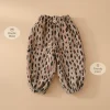 2026 New Spring Cool Thin Girls Harem Pants for 1-8Y Children Vintage Euro Style Leopard Floral Print Kids Boys Girls Trousers
