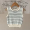 2026 Spring Baby Girls Cotton Knit Vest 0-4Y Girls Striped Sleeveless Sweater Soft Kids Daily Layering Autumn Pullover Clothes