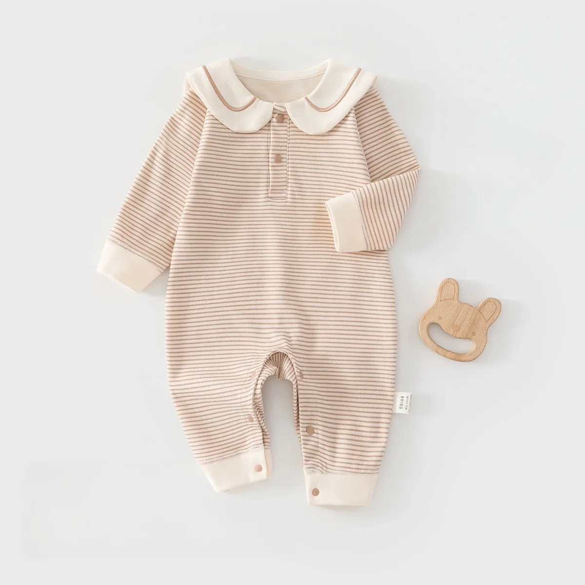 2026 Spring Cotton Newborn Jumpsuit Baby Bodysuits and One-pieces 0-24M Boys Girls Sailor Collar Stripe Boneless Soft Romper - Image 2