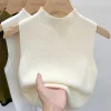 2026 Women Knitted Tank Top Spring Summer Slim Sweater Short Sleeveless Solid Spring Autumn Sweaters Pullovers