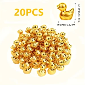 20pcs Mini Golden Ducks|Mini Yellow Duck Statues,Loose Ducklings|Ideal for Crafts,Doll House Decorations,Fairy Garden Landscapes