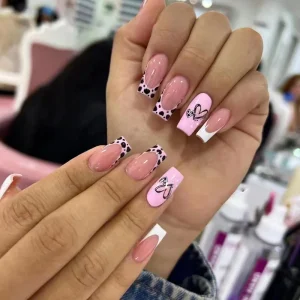 24 fake nails, fashionable wearable nails, ladies press nails, including 1 nail glue and 1 nail file