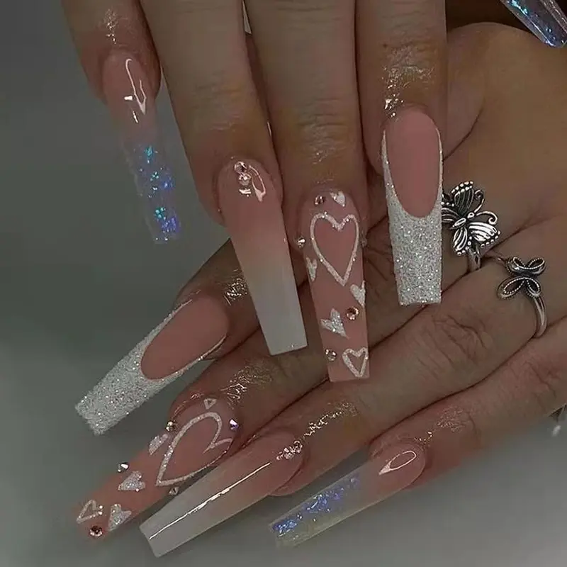 24pcs Artifical Bails With Glue Fake Nail Tips With Design Detachable Press On Nails Long Fake Nail Finished Nail Piece Sticker* - Image 2