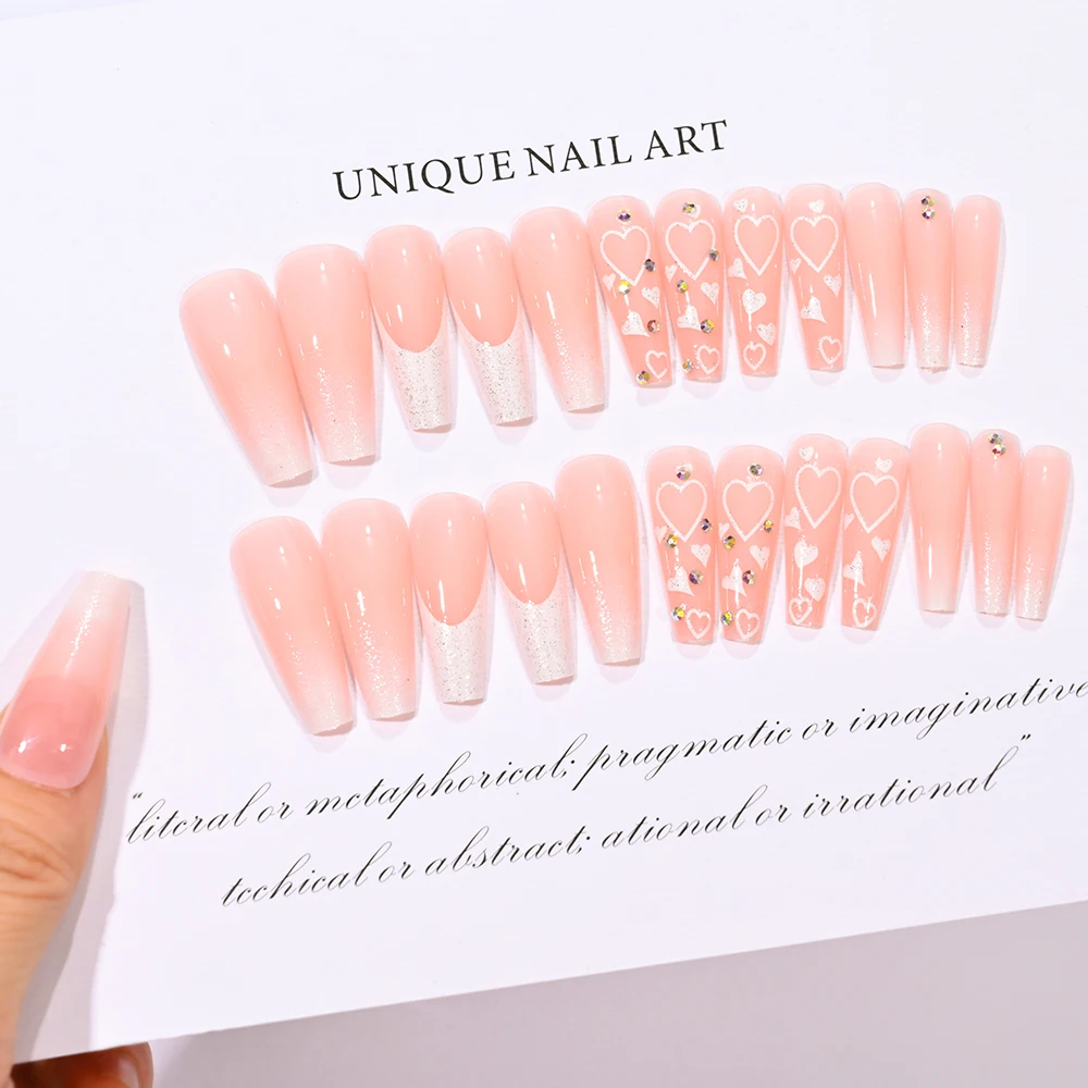 24pcs Artifical Bails With Glue Fake Nail Tips With Design Detachable Press On Nails Long Fake Nail Finished Nail Piece Sticker* - Image 3