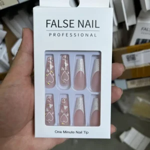 24pcs Artifical Bails With Glue Fake Nail Tips With Design Detachable Press On Nails Long Fake Nail Finished Nail Piece Sticker*