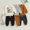 2PCS Toddler Boys Clothes Sets Long Sleeve Letter Print Sweatshirt Tops and Drawstring Pants Spring Fall lSets