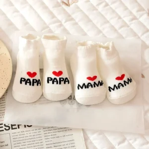2Pairs Newborn Baby Girls Boys Socks White Cute Love MAMA PAPA Bebe Cotton Socks Gift Toddler Crew Socks Pack Design