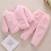 2Pcs Set Newborn Baby Clothing Flannle Spring Autumn Set for Babies Soft Toddler Jacket Baby Pant Cartoon Boys Girls Set 0-24M