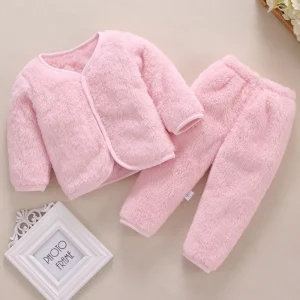 2Pcs Set Newborn Baby Clothing Flannle Spring Autumn Set for Babies Soft Toddler Jacket Baby Pant Cartoon Boys Girls Set 0-24M